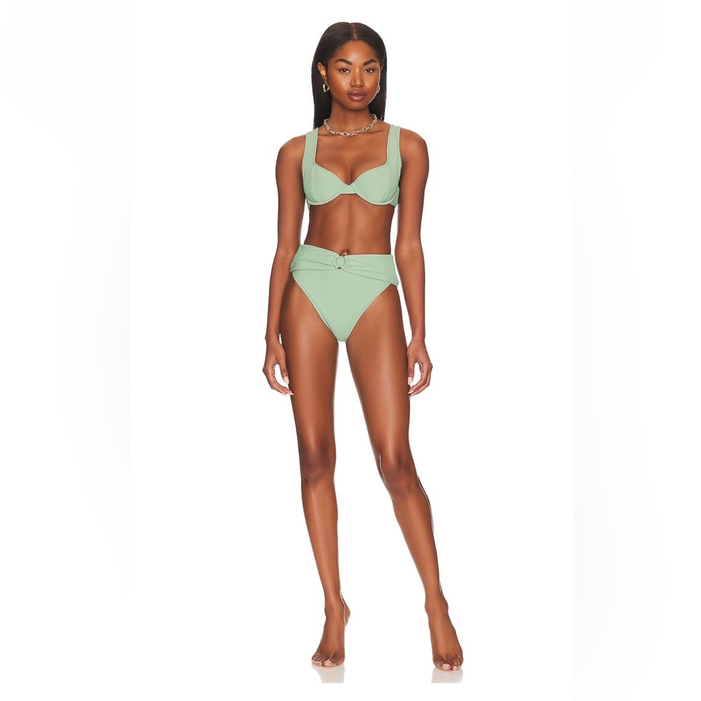 House of Harlow Mint Green Bikini – Boston Top + High Waist Bottom (XS)